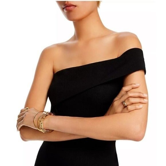 Aqua Scuba Crepe Off-the-Shoulder Gown - evening dress black size 12, New - Picture 4 of 12